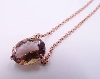 Ametrine pendant necklace in silver rose gold plated. Mothers day gift