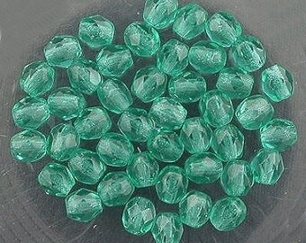 30 czech fire green crystal beads 4mm