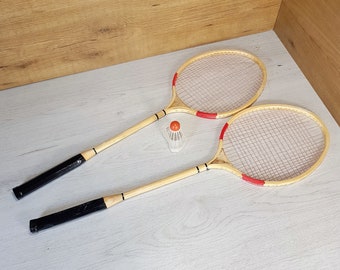 Badminton rackets, Vintage badminton rackets, Badminton rackets set of 2, Wooden tennis racket, Pair of badminton racquets, Tennis racket
