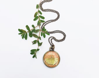Ginkgo Necklace, Leaf Necklace, Leaf Jewelry, Ginkgo Leaf, Ginkgo Jewelry | Fall Style, Yellow Orange Pendant