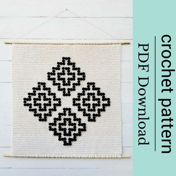 Swiss Cross Crochet Wall Hanging Pattern & Bobble Stitch Photo