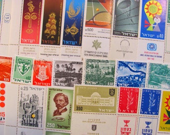 Shalom 50 Premium Vintage Israeli Postage Stamps Holy Land Israel Jewish Orthodox Hebrew Hanukkah Yom Kippur Yiddish Tel-Aviv Bethlehem