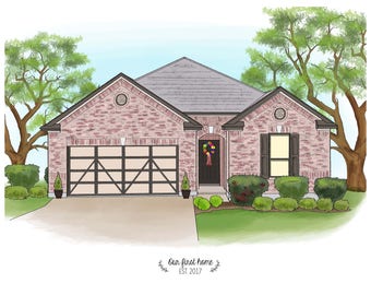 watercolor house portrait house drawing custom house illustration custom home drawing first house housewarming gift 1st - Drawing For Home watercolor house portrait house drawing custom house illustration custom home drawing first house housewarming gift 1st - Drawing For Home