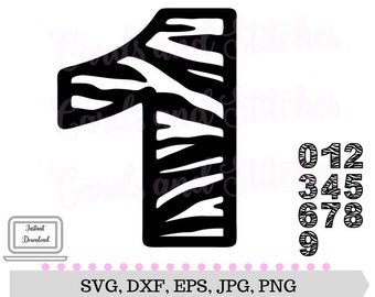Zebra print number | Etsy