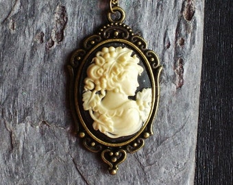 Small cameo necklace, black cameo necklace, cameo jewelry, classic cameo necklace, holiday gift ideas, gift ideas for mom