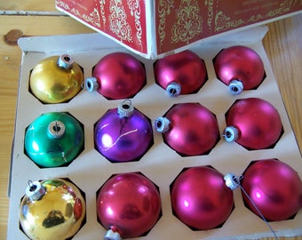 12 misc. shiny brite vintage ornaments