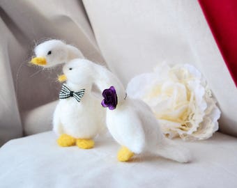 Goose ornament goose Easter goose couple goose figurine felted goose decor bird farm animal wedding white goose figurine goose cake topper