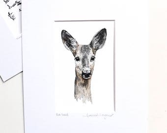Print - Roe Deer - Pencil and Watercolour