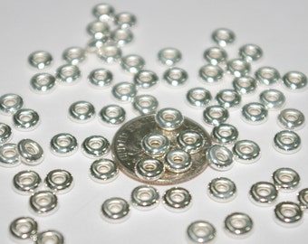 5mm Sterling Silver 925 RONDELLE SPACER BEAD Lots, 2mm thick - Genuine Silver - Free Shipping Worldwide