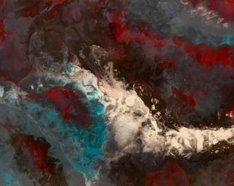 16x12x1/2" Epoxy Resin Acrylic and Pebeo Fantasy Prisme on Gessobord
