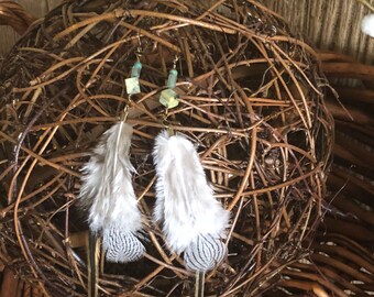 Festive spring feather earrings
