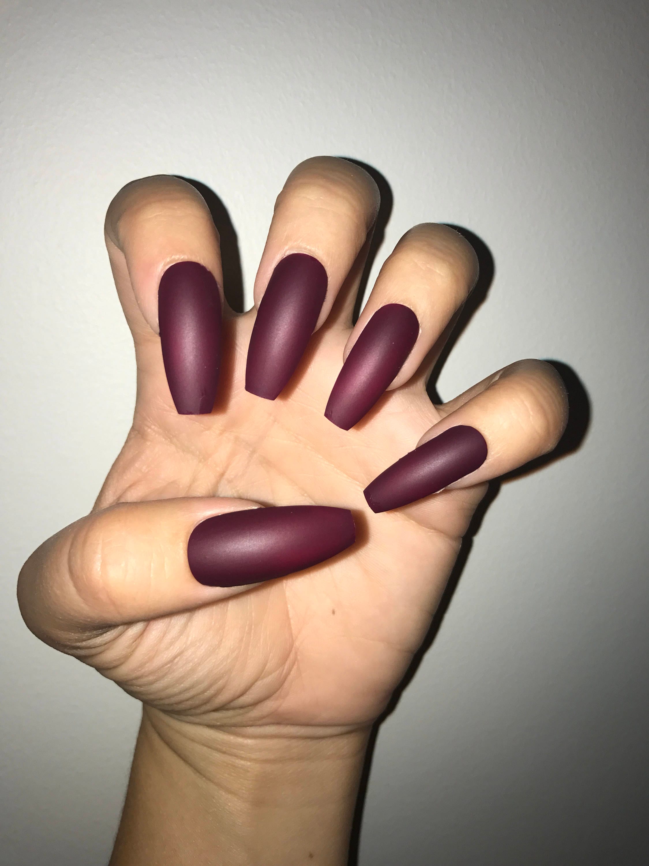 Burgundy Acrylic Nails