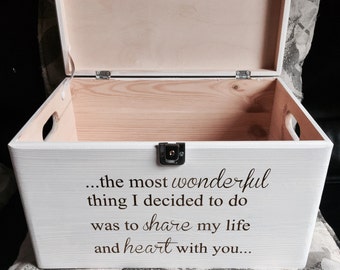 Lockable Card Chest with Card Slit White Distressed Extra