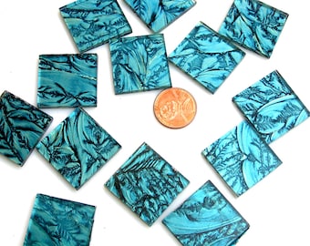 Blue Green Mosaic Tile Hand Cut From Van Gogh Glass, Choose From 3 Shapes & 12 Different Sizes, Perfect for Mosaic Art and Crafts