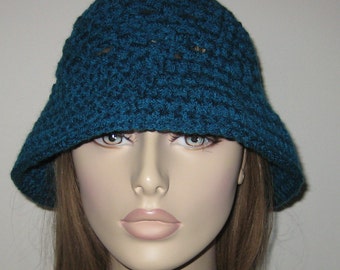 Teal Cloche Hat/Crochet Hat, Crochet Cloche