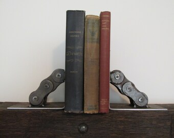 industial bookends steel salvaged huge machinery chain welded rusty FREE SHIPPING