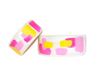 Colorblock Ceramic Dog Bowl