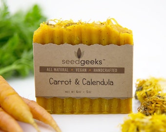 Carrot & Calendula Handcrafted Soap - All Natural Soap, Handmade Soap, Vegan Soap, Cold Process Soap