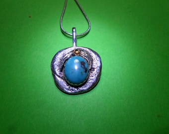 Pendant, turquoise...sterling silver with chain
