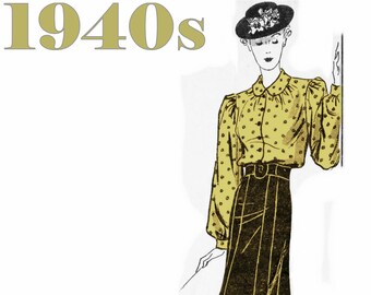 1940s Skirt Pattern 1940s Blouse Pattern MAIL ORDER 1486 bust 34" Vintage Skirt Pleated Skirt Vintage Blouse 1940s Fashion 1940s Clothing