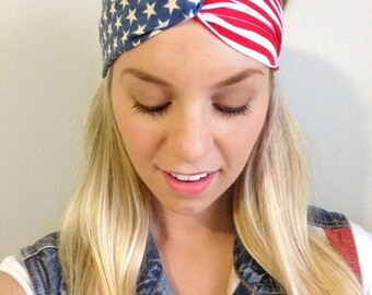 Party in the USA (American Flag) Turban Twist Headband / Fits ALL AGES / Fourth of July / 4th of July / Patriotic / America / Red White Blue