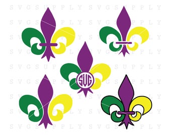 Mardi Gras SVG, Fleur de lis SVG, Mardi Gras Monogram cut file vinyl decal for silhouette cameo cricut iron on transfer on mug shirt fabric