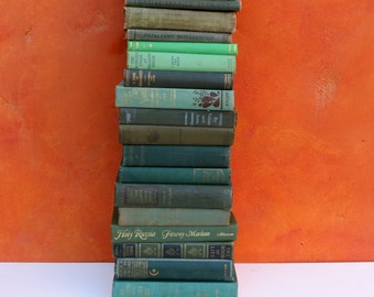 CHOOSE QUANTITY Instant Book Collection. Lot antique vintage Green Hardcover Books. Green BOOK Stack. Vintage green book bundle. Photo Prop