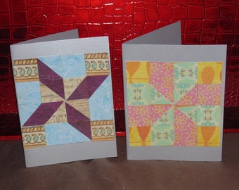 paper mosaic cards, quilt cards,set of 2 blank notecards