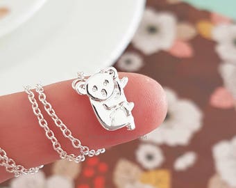Koala Necklace - Animal Jewlery - Zoo - Koala Jewelry - Leaf - Branch - Dainty Chain - Silver - Gold - Gift Ideas - Best Friend Gift - Gift