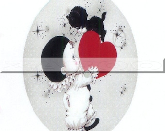1 cabochon 30mm x 40mm glass, Little Pierrot