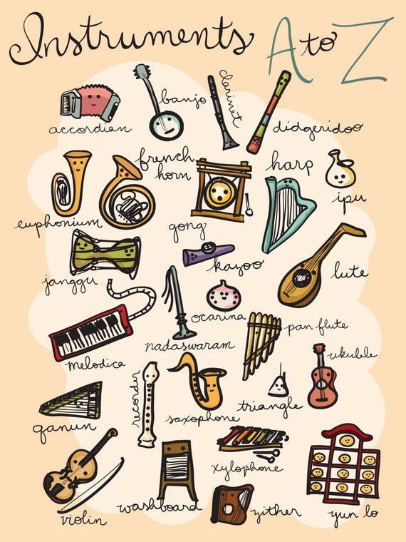 Items similar to Instruments A to Z Poster 18x24 Instant Download