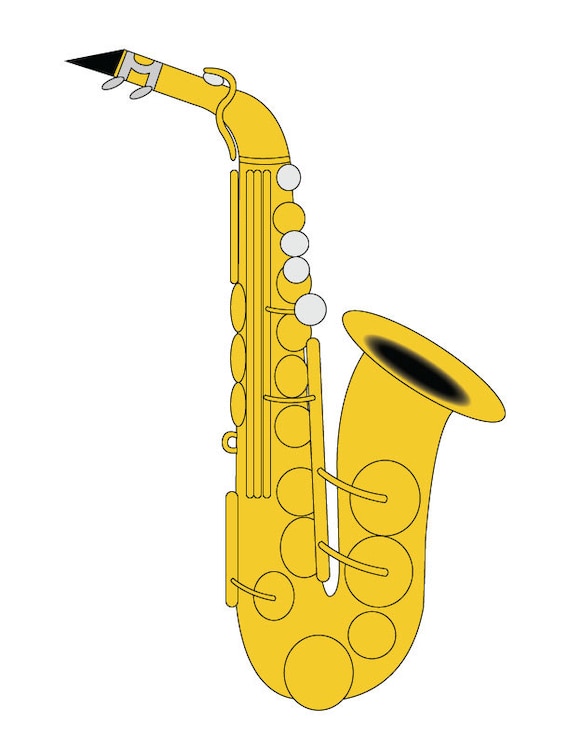 Saxophone Clip Art/ Alto Saxophone Illustration/ Saxophone