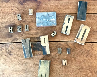 Vintage Letterpress Blocks. Wooden Printing Press Type in uppercase and lowercase letters