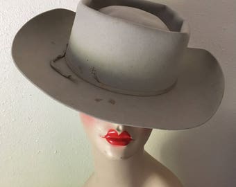 vintage 50s resistol grey felt xxx beaver hand creased self conforming western cowboy hat