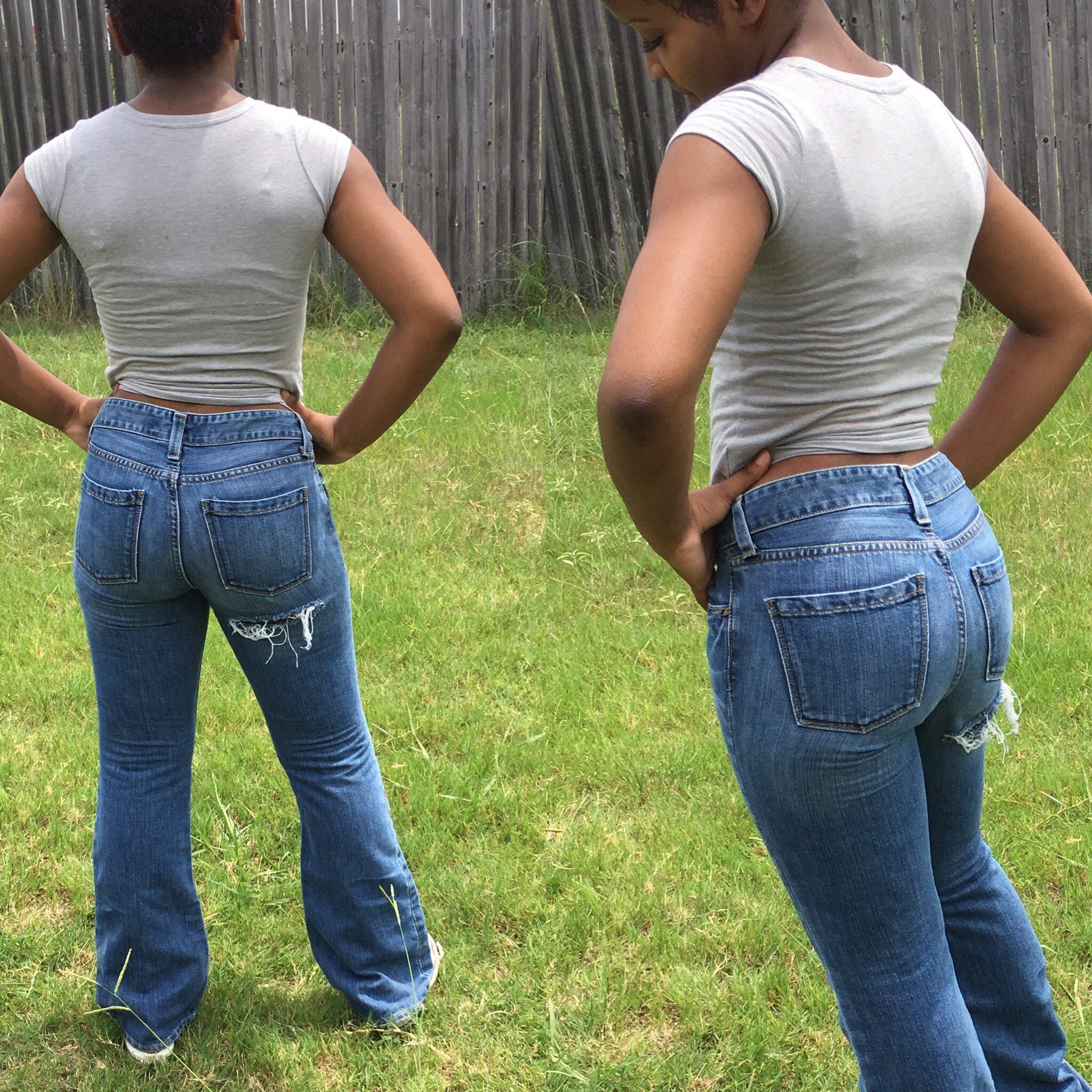 Redone Gap flare jeans distressed WOMEN size ass butt slit
