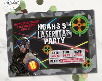 Lazer Tag Birthday Invitation / Digital File / Customizable Printable Birthday Invitation