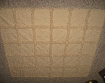 Neutral Homespun Rag Quilt Lap Throw 39" w X 45" L