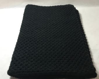 Lap blanket, office cover. wheelchair lap throw, crocheted, black