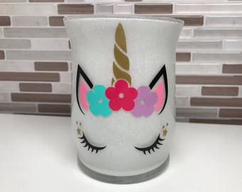 Unicorn Make Up Brush Holder. Glitter Unicorn Make Up Holder.