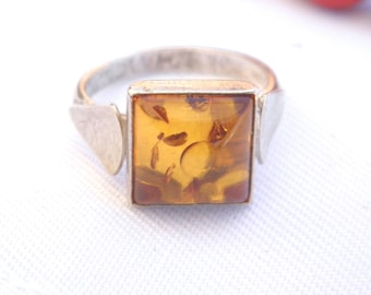925 sterling silver ring with amber