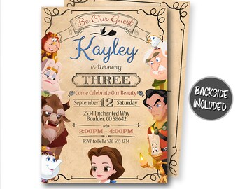 Beauty and The Beast Invitation, Belle Invitation, Beauty and The Beast Birthday Invitations, Princess Belle, Printables, Personalized