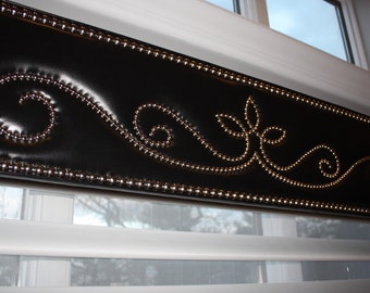 Creative exclusive Valance Box, Cornice Board, Pelmet Box leather/vinyl or fabric nailheads (only custom size and color)