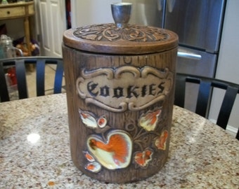 Treasure Craft Faux Wood Brown Cookie Jar