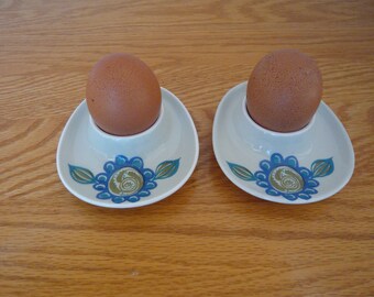 Vintage PAIR Figgjo Flint EGG CUP Turi Gramstad Oliver Norway circa 1960s to 1970s