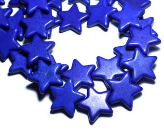 39cm 18pc env - synthetic, reconstituted Turquoise stone beads wire star 25 mm dark Lapis blue