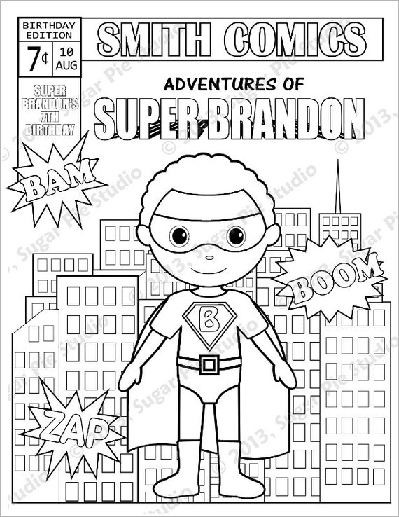 Personalized Printable Comic Book Superhero Girl Boy Birthday Party Favor Childrens Kids Coloring Page Activity Pdf Or Jpeg File Personalized Printable Comic Book Superhero Girl Boy Birthday Party Favor Childrens Kids Coloring Page Activity Pdf Or Jpeg File