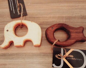 Hardwood teether rings
