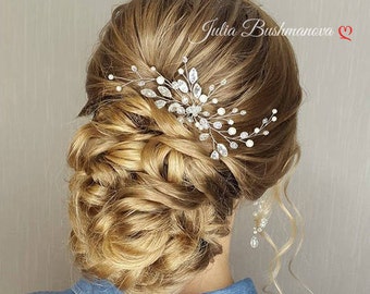 Bridal hair pins Wedding Head piece silver Swarowski Crystal Bridal hair pins pearl Wedding hair pins Bridal hair piece Bridesmaid comb