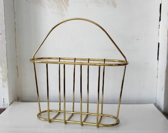 Mid Century Modern Magazine Rack Golden Metal Hollywood Regency Style
