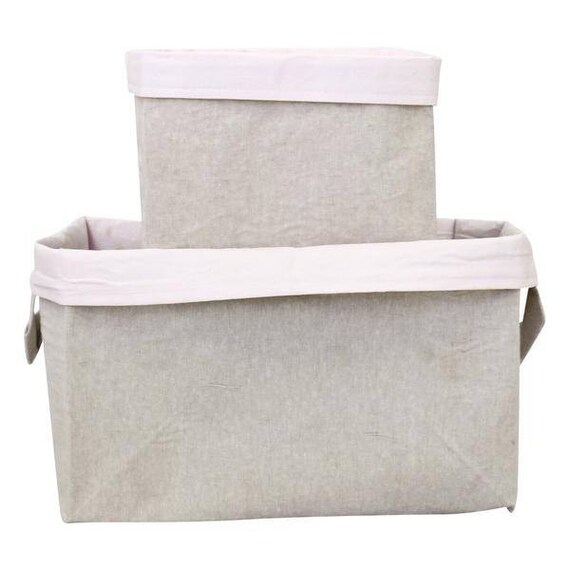 Blush and Linen Fabric Storage Bins Large Bin Small Bin